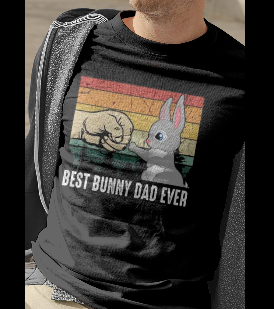 BEST BUNNY DAD EVER Vintage Fist Bump With Rabbit T-Shirt
