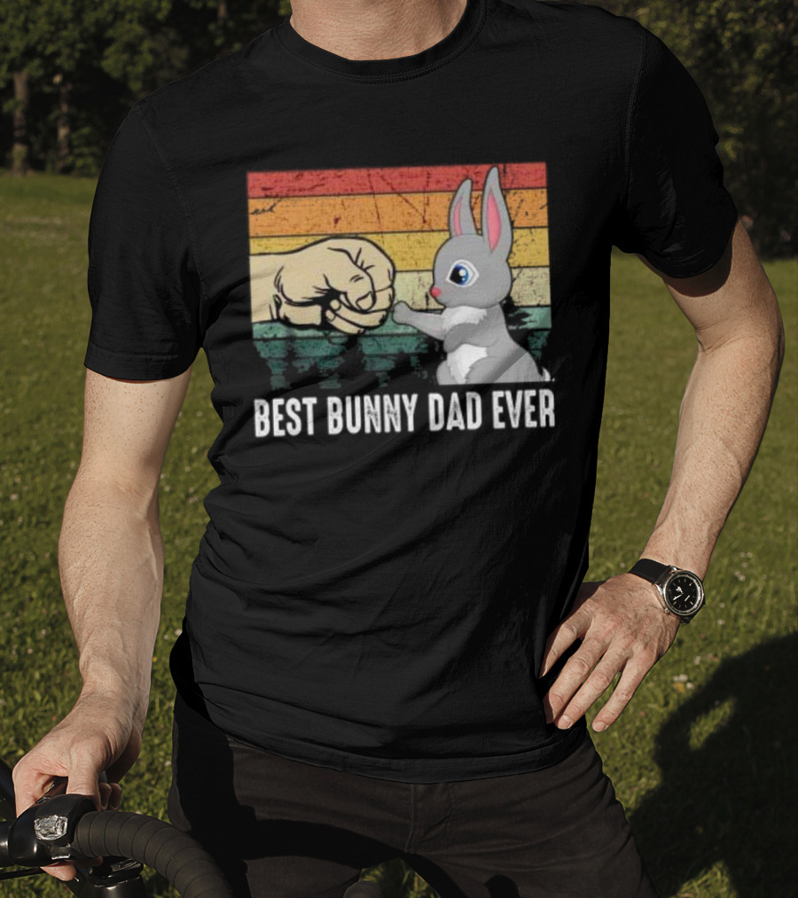 BEST BUNNY DAD EVER Vintage Fist Bump With Rabbit T-Shirt