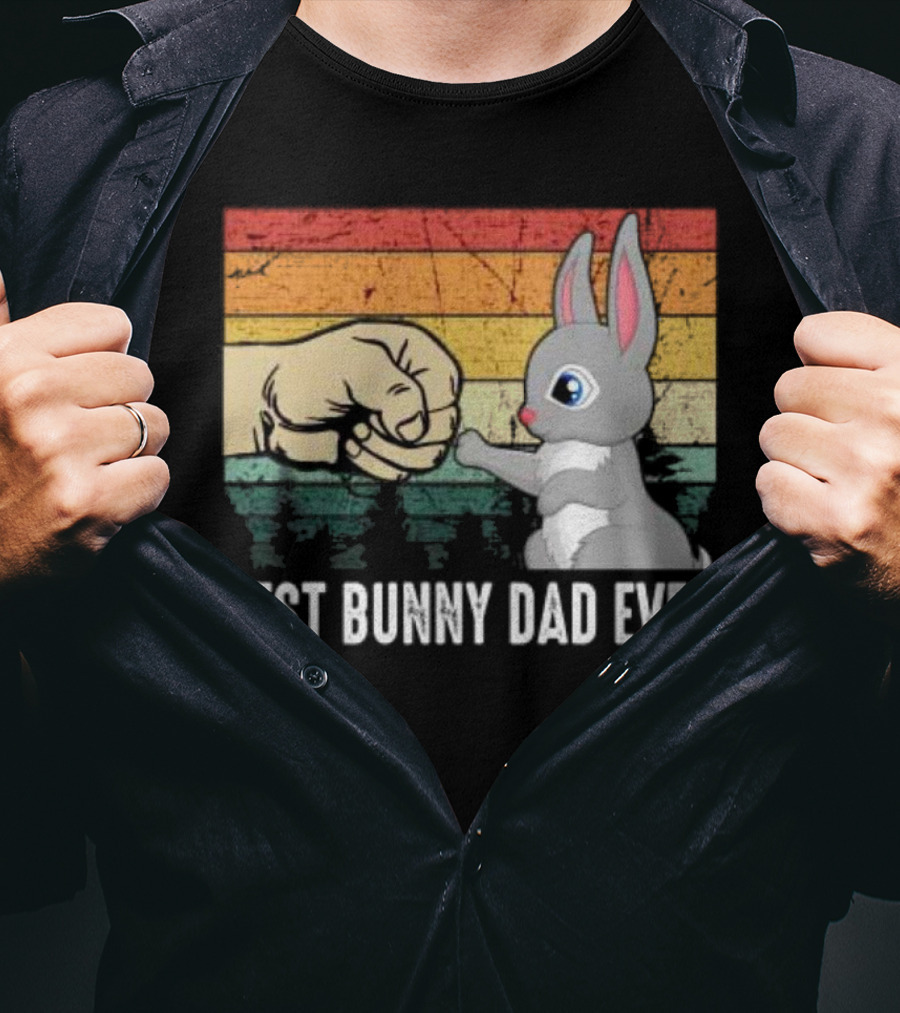 BEST BUNNY DAD EVER Vintage Fist Bump With Rabbit T-Shirt