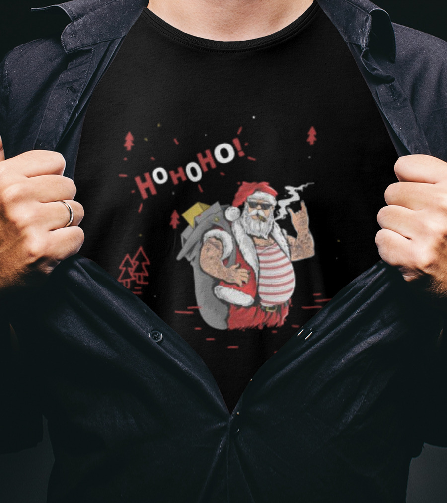 Santa Tricks With Ho Ho Ho Christmas T-Shirt