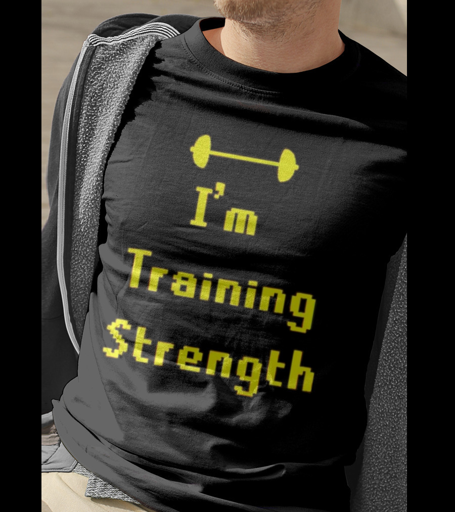 I'm Training Strength Retro Pixel Dumbbell T-Shirt