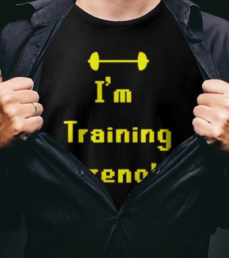 I'm Training Strength Retro Pixel Dumbbell T-Shirt