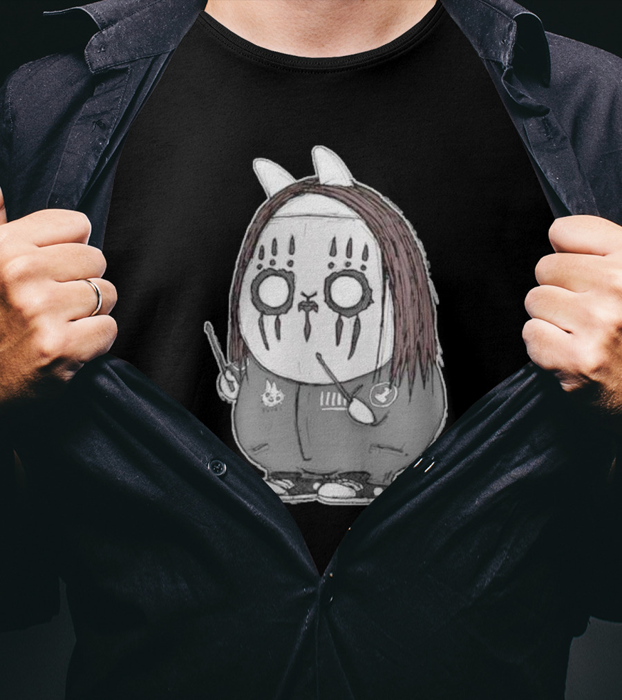 Joey Jordison Fuuki Bunny Drummer Character With Long Hair And Drumsticks T-Shirt