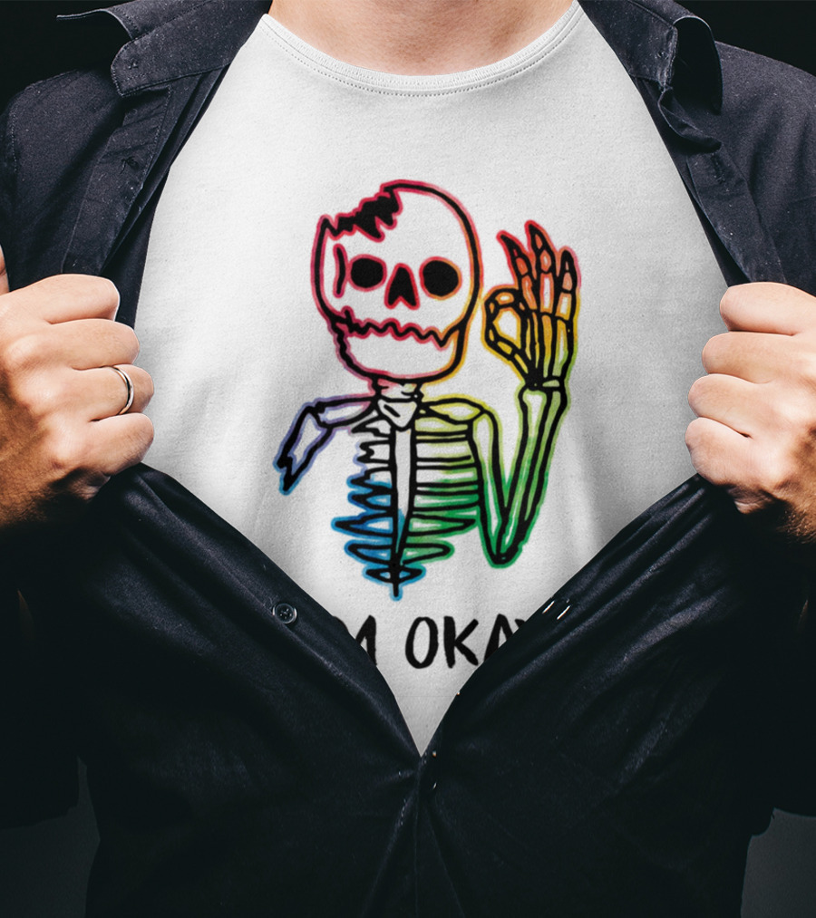 Skeleton Pride Gay Rainbow I'm Okay T-Shirt