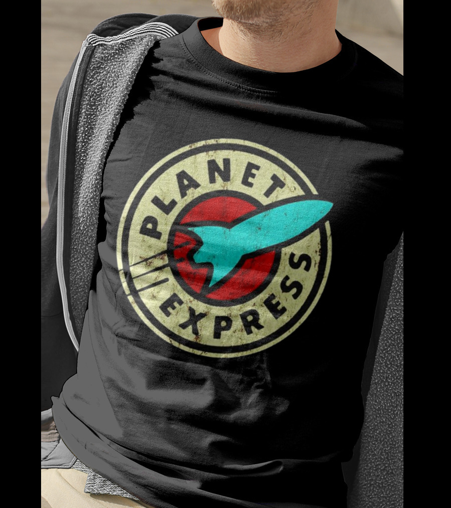 Futurama Retro Planet Express Vintage Rocket Emblem T-Shirt