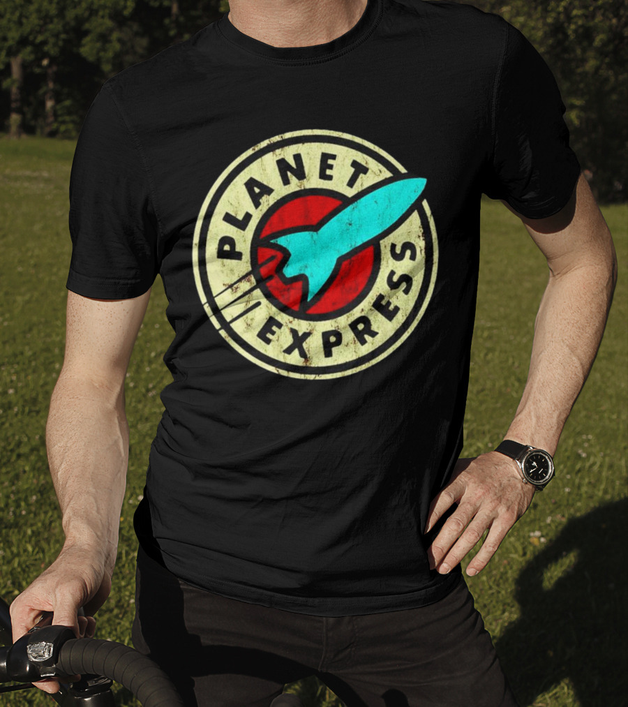 Futurama Retro Planet Express Vintage Rocket Emblem T-Shirt