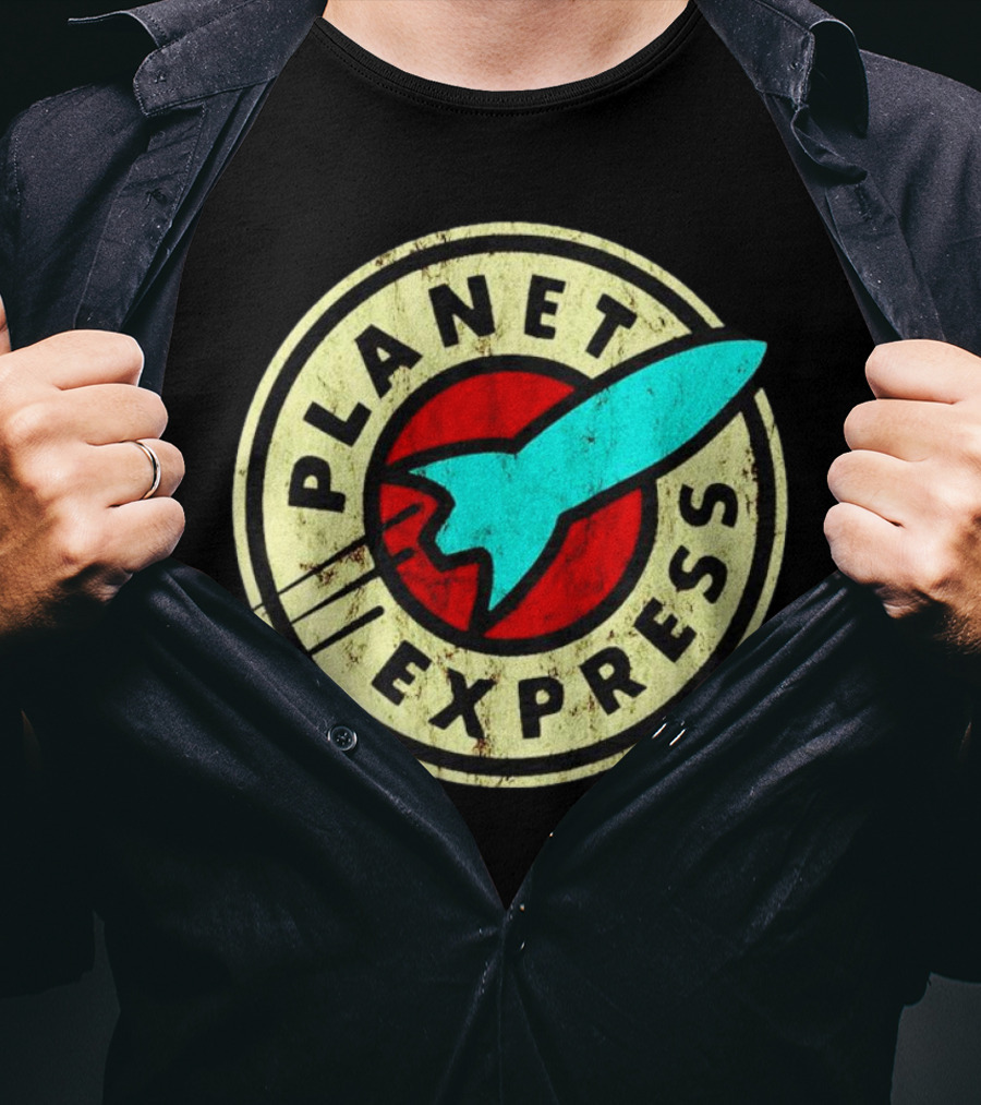 Futurama Retro Planet Express Vintage Rocket Emblem T-Shirt