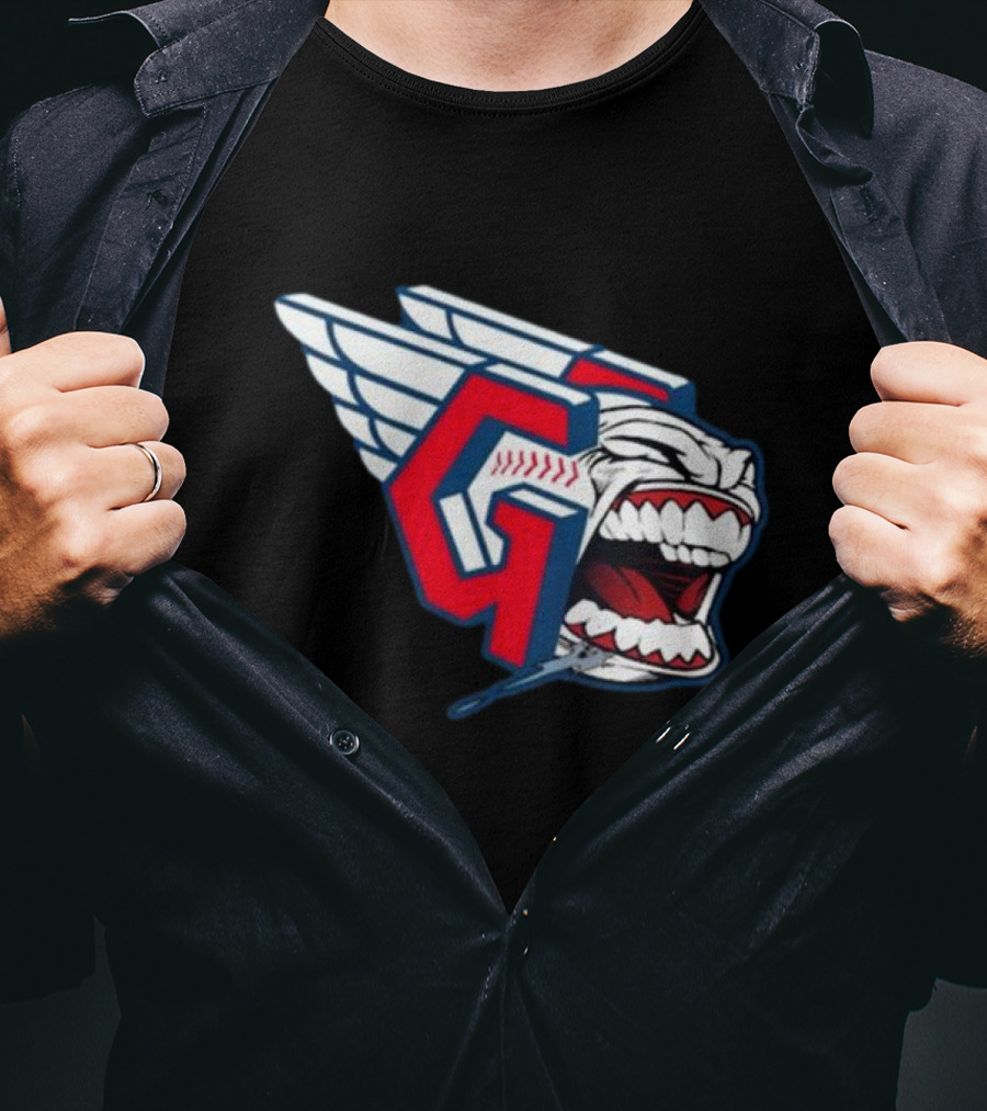Cleveland Guardians Screaming G With Baseball Bat Wings T-Shirt