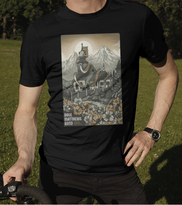 Dave Matthews Band April 17 Snake And House With Mountain Background T-Shirt