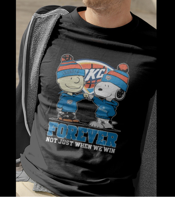 Snoopy Charlie Brown OKC Thunder Fist Bump Forever Not Just When We Win T-Shirt