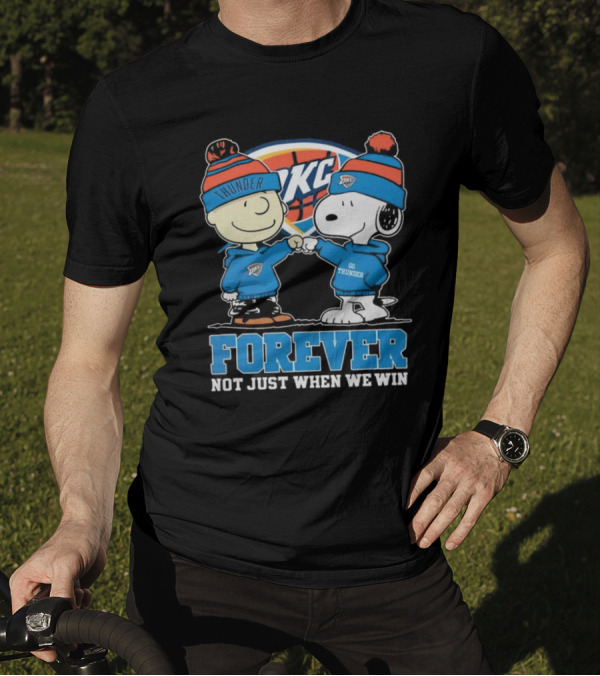 Snoopy Charlie Brown OKC Thunder Fist Bump Forever Not Just When We Win T-Shirt