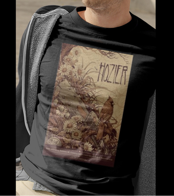 Hozier Concert Poster April 20th 2024 Raleigh NC Coastal Credit Union Music Park At Walnut Creek T-Shirt