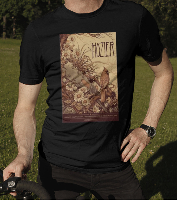 Hozier Concert Poster April 20th 2024 Raleigh NC Coastal Credit Union Music Park At Walnut Creek T-Shirt