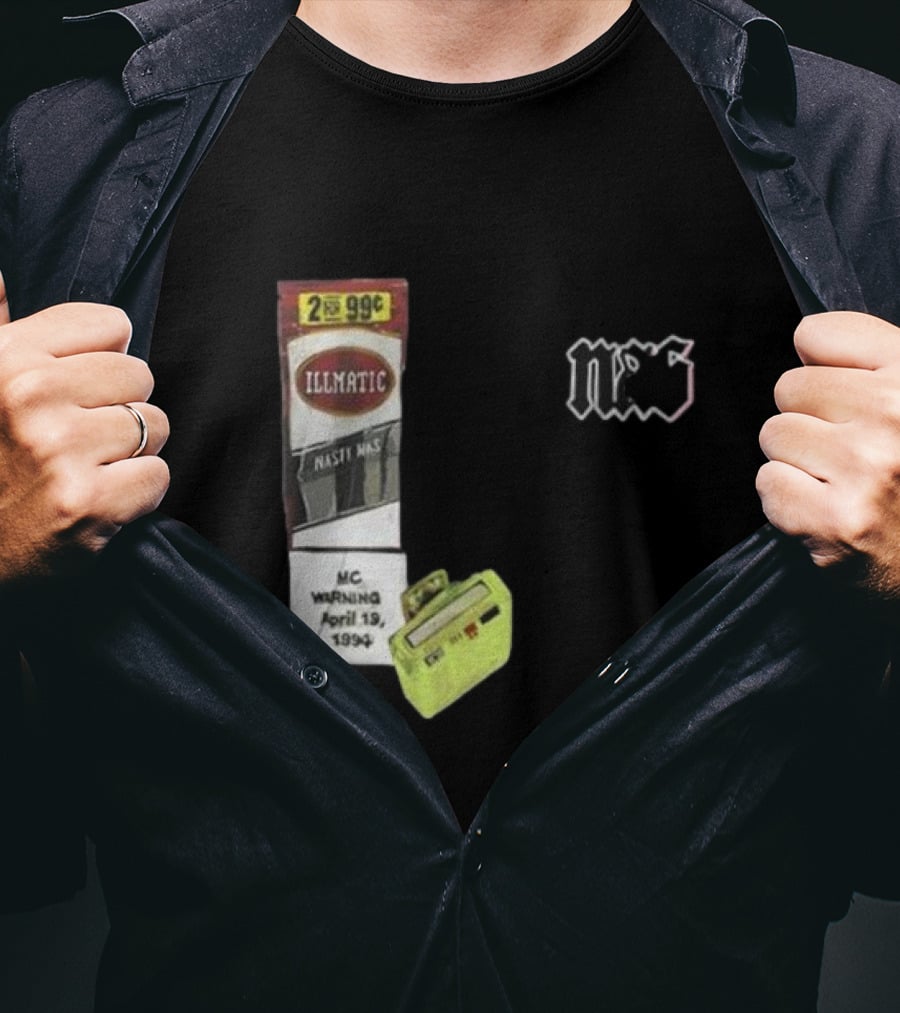 Original Nas 30 Years Illmatic MC Warning April 19 1994 Nasty Nas Iconic Off-Black T-Shirt