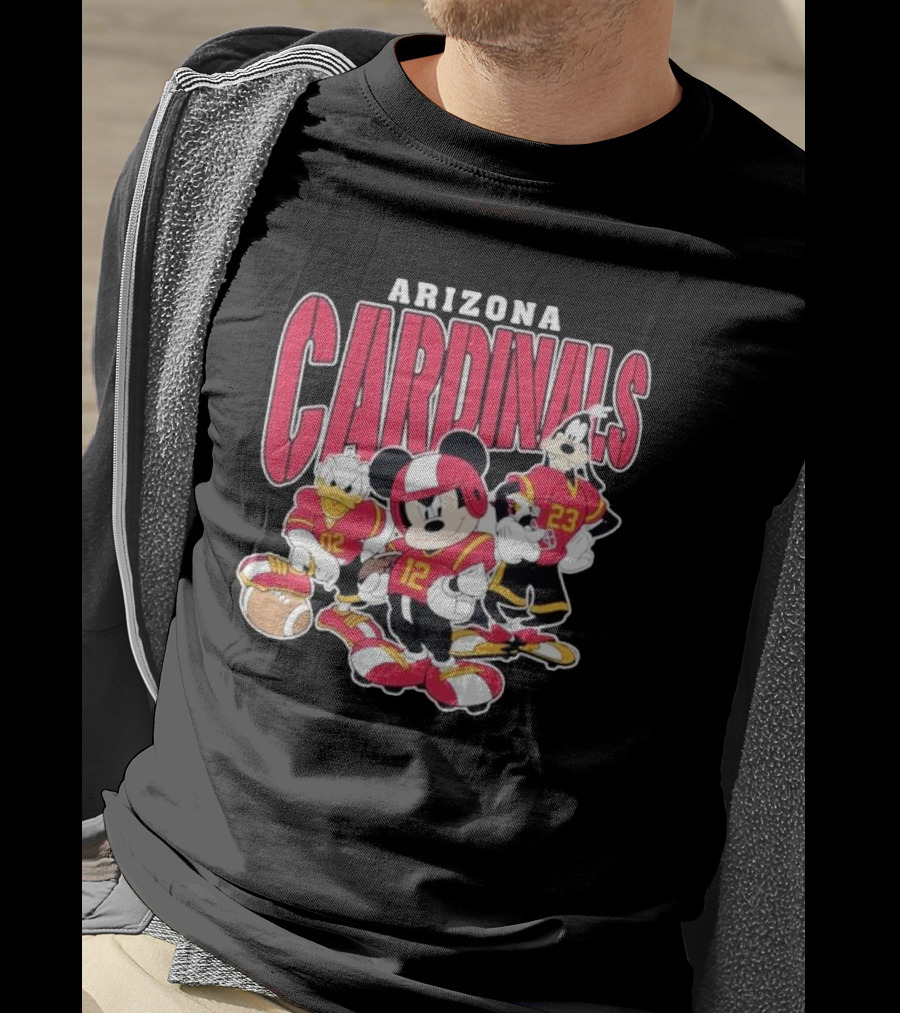 Arizona Cardinals Mickey Donald Duck Goofy Football Team T-Shirt