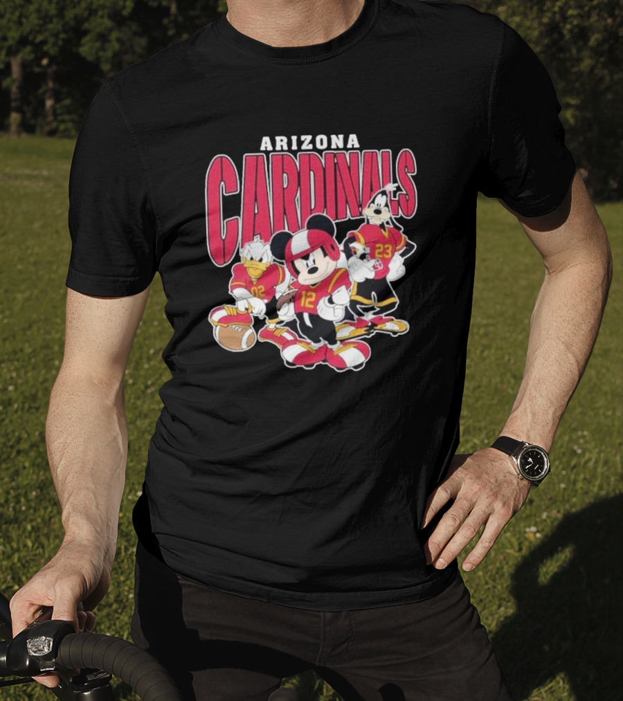 Arizona Cardinals Mickey Donald Duck Goofy Football Team T-Shirt