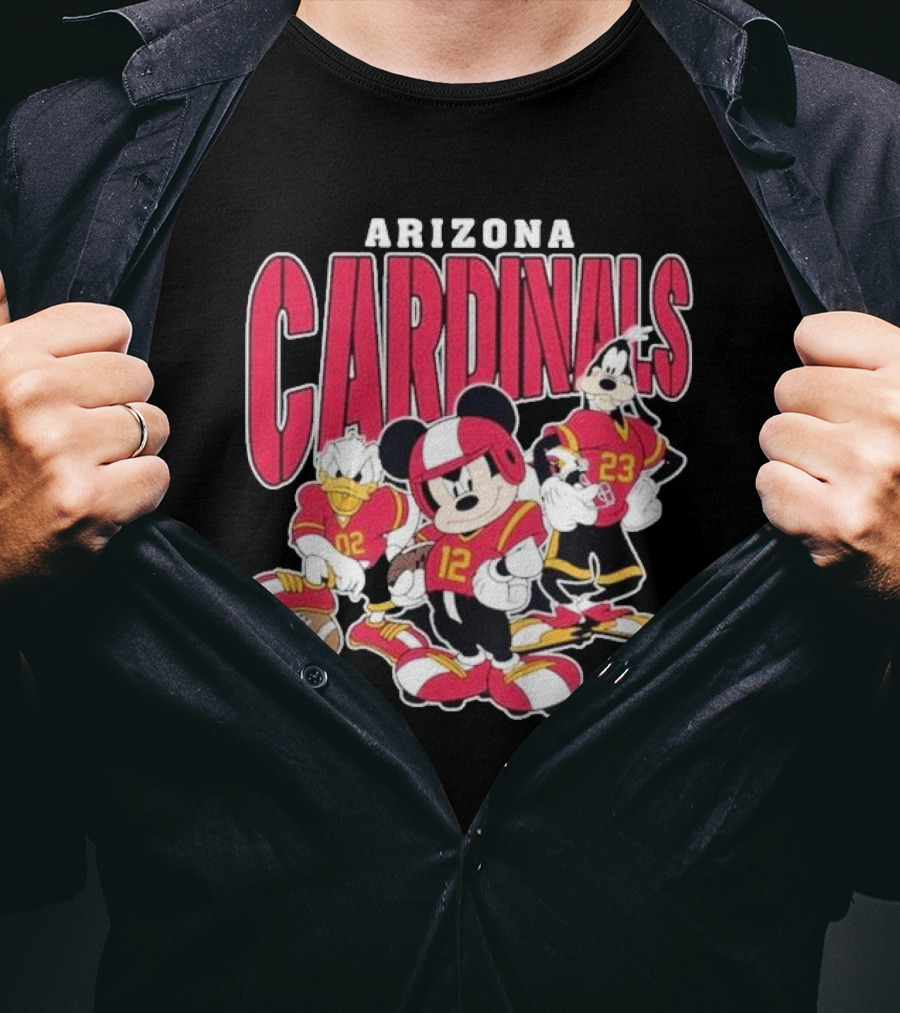 Arizona Cardinals Mickey Donald Duck Goofy Football Team T-Shirt