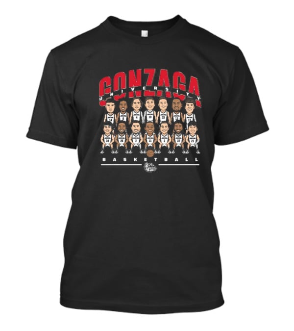 Gonzaga University Basketball Team Caricature With Bulldog T-Shirt