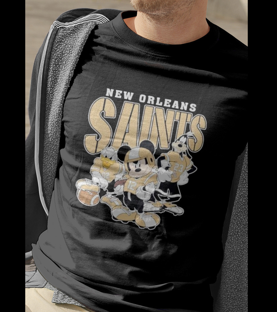 New Orleans Saints Mickey Donald Duck Goofy Football Team T-Shirt