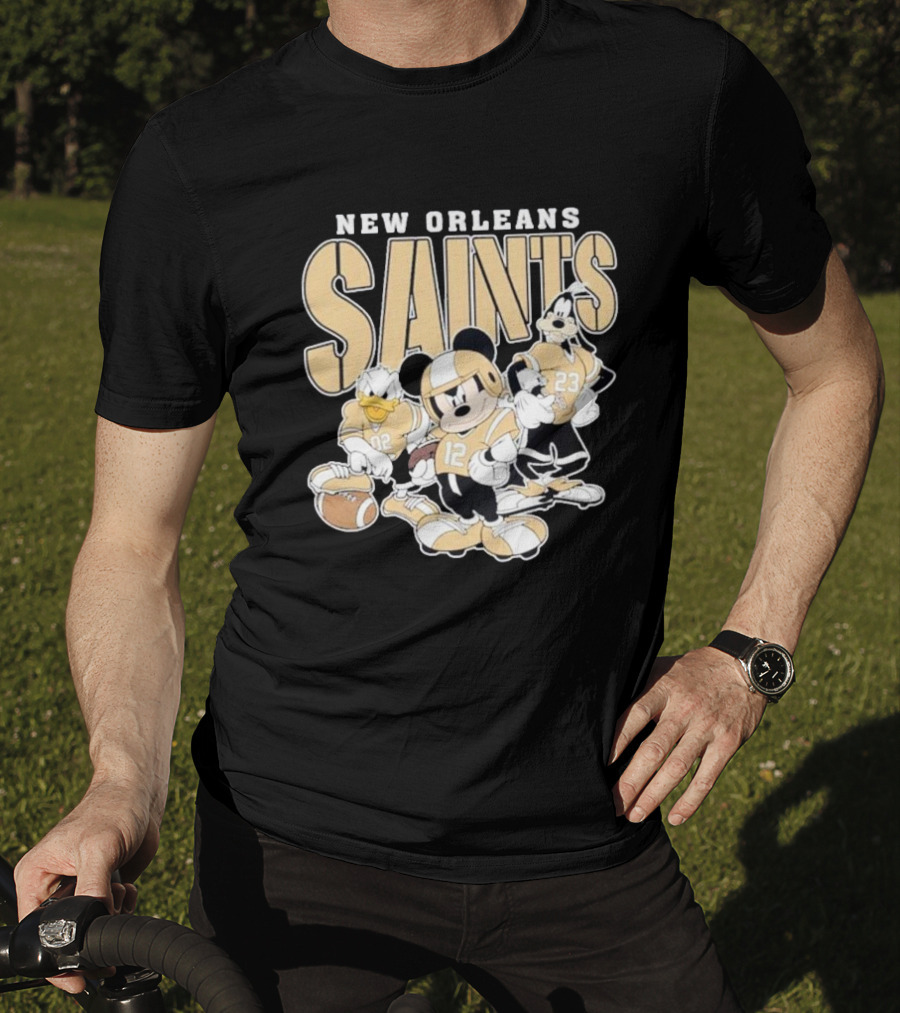 New Orleans Saints Mickey Donald Duck Goofy Football Team T-Shirt