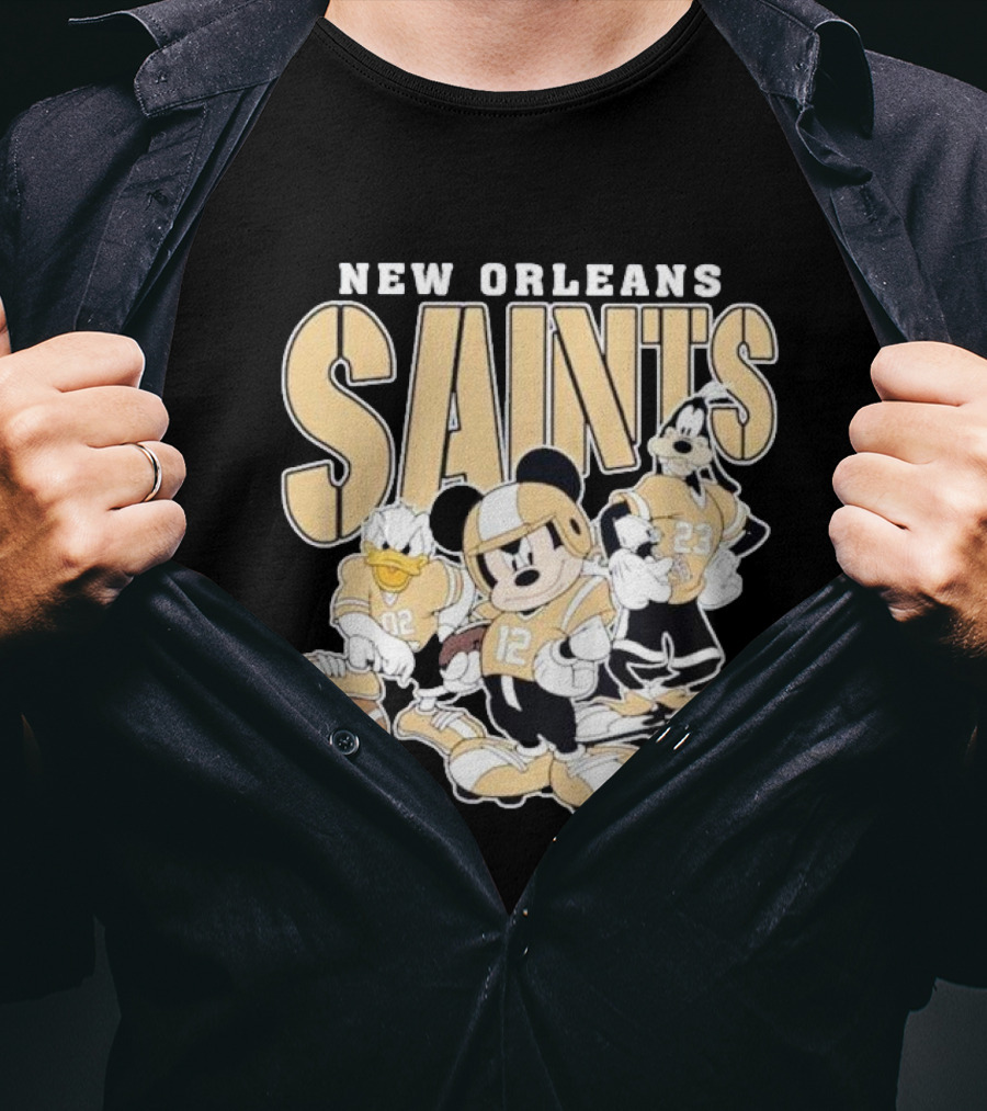 New Orleans Saints Mickey Donald Duck Goofy Football Team T-Shirt