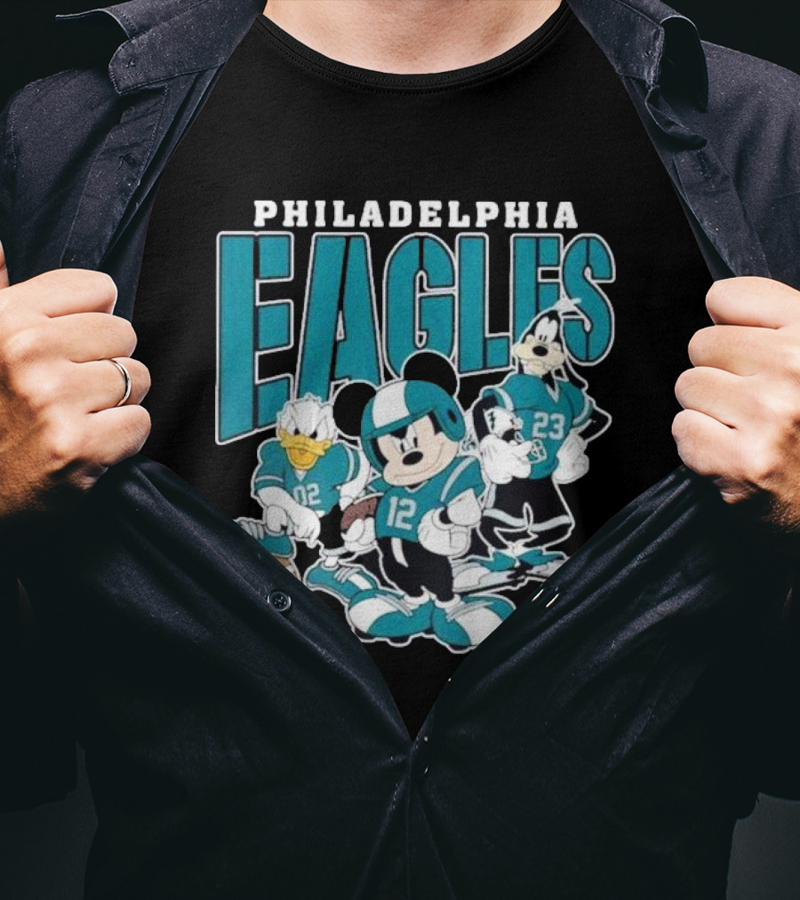 Philadelphia Eagles Mickey Donald Goofy Football Team T-Shirt