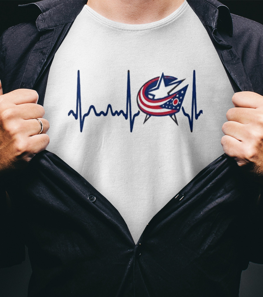 Columbus Blue Jackets Heartbeat Hockey T-Shirt
