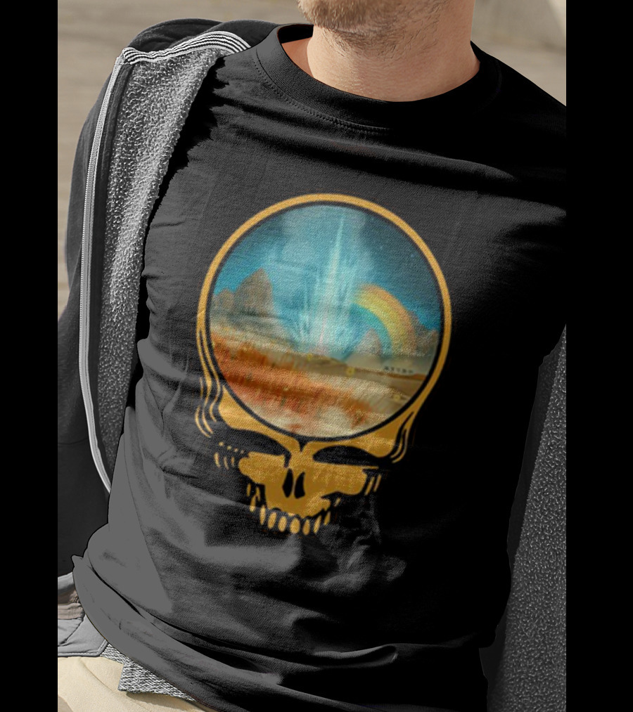 Grateful Dead Skull With Psychedelic Landscape And Rainbow T-Shirt
