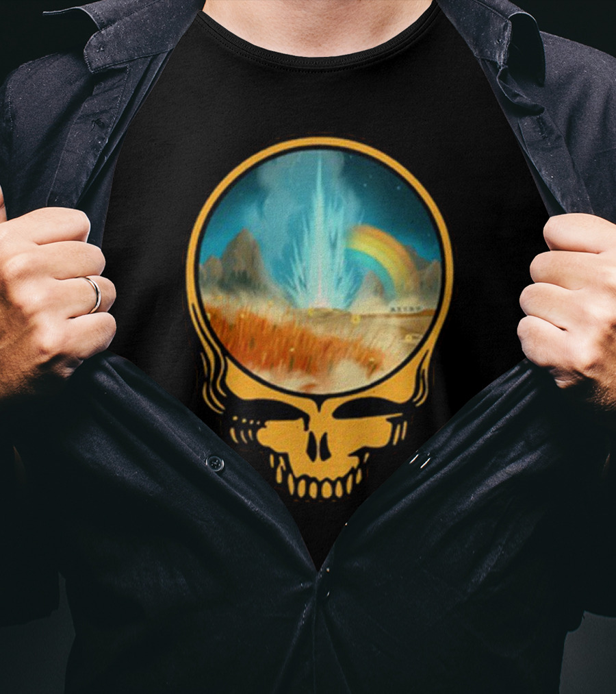Grateful Dead Skull With Psychedelic Landscape And Rainbow T-Shirt