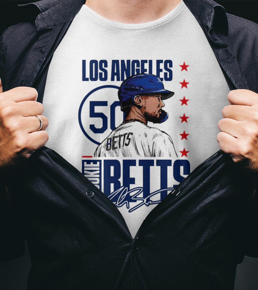 Mookie Betts 50 Los Angeles Dodgers Baseball Stars T-Shirt