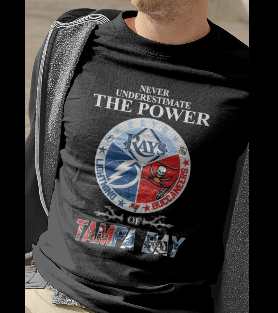 Never Underestimate The Power Of Rays Lightning Buccaneers Tampa Bay Sports Teams T-Shirt