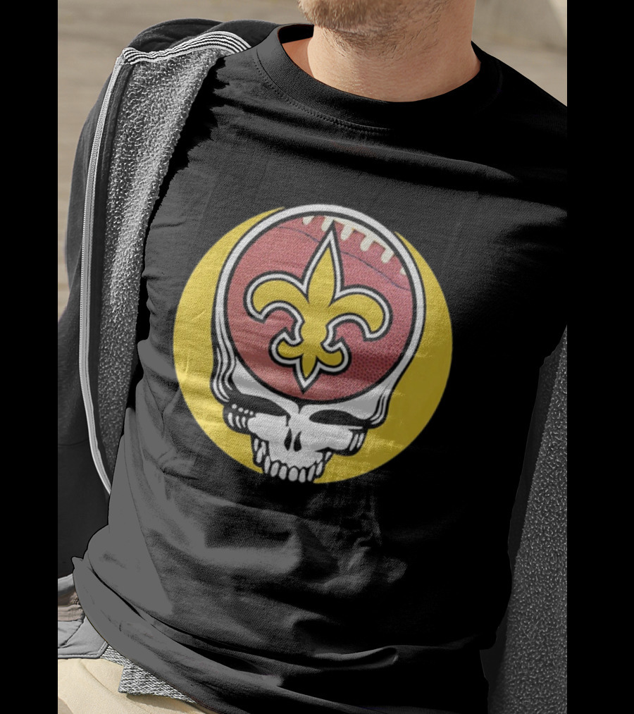New Orleans Saints Grateful Dead Skull Logo Football T-Shirt