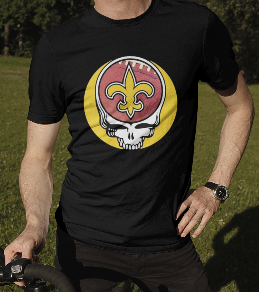 New Orleans Saints Grateful Dead Skull Logo Football T-Shirt