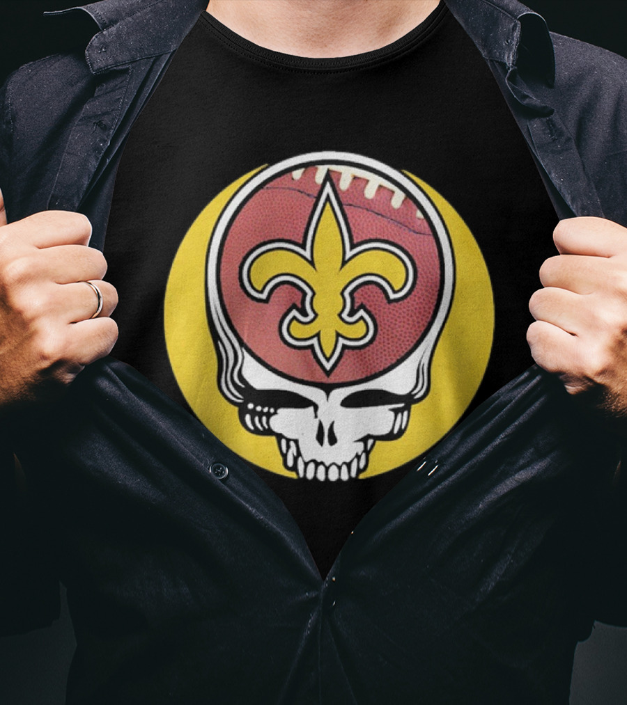 New Orleans Saints Grateful Dead Skull Logo Football T-Shirt
