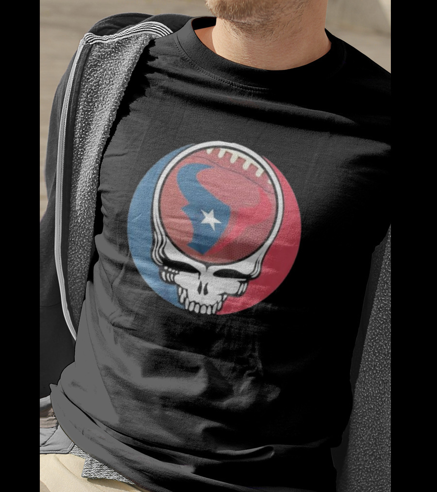 Original Houston Texans Grateful Dead Football Skull T-Shirt