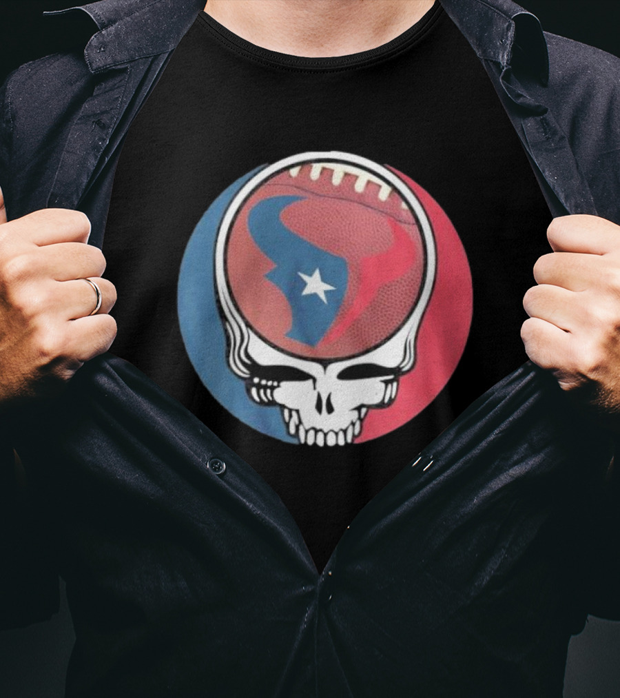 Original Houston Texans Grateful Dead Football Skull T-Shirt