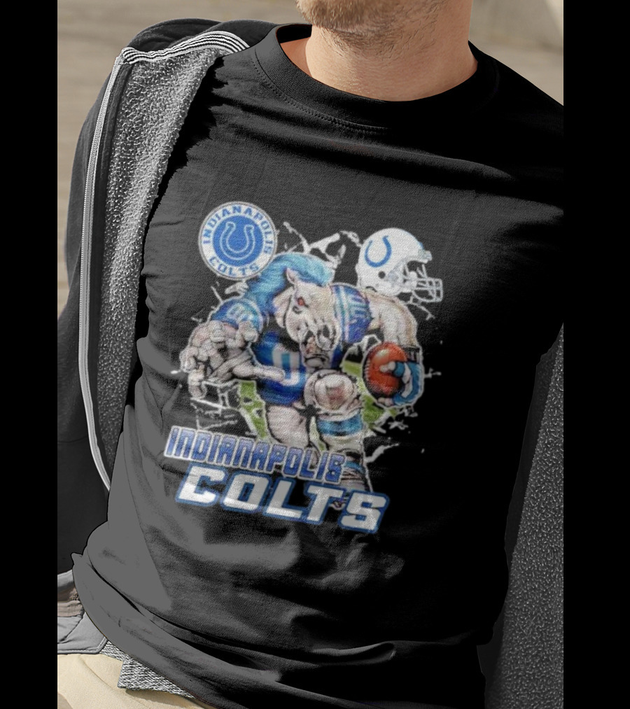 Indianapolis Colts Mascot Breaking Through Wall Vintage T-Shirt