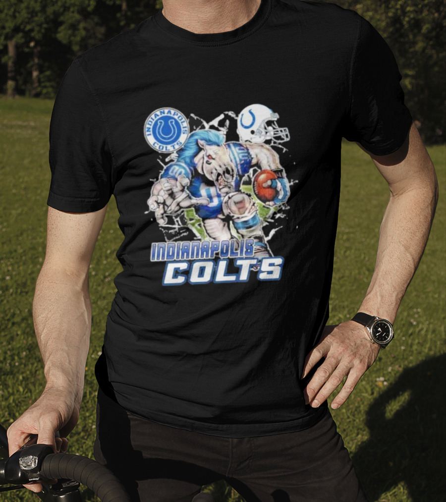Indianapolis Colts Mascot Breaking Through Wall Vintage T-Shirt