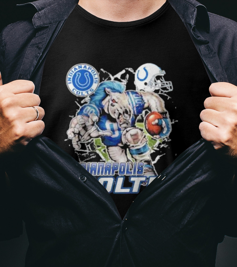 Indianapolis Colts Mascot Breaking Through Wall Vintage T-Shirt
