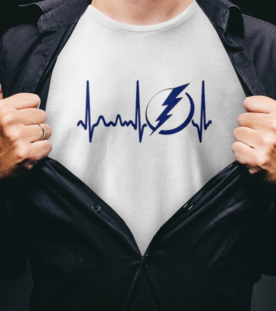 Tampa Bay Lightning Heartbeat Symbol Hockey T-Shirt