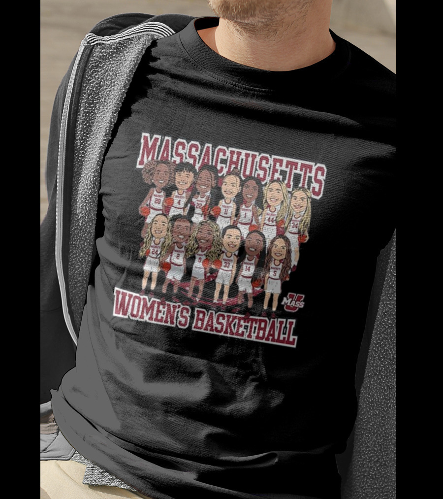 Massachusetts UMass Women's Basketball Team Caricature T-Shirt
