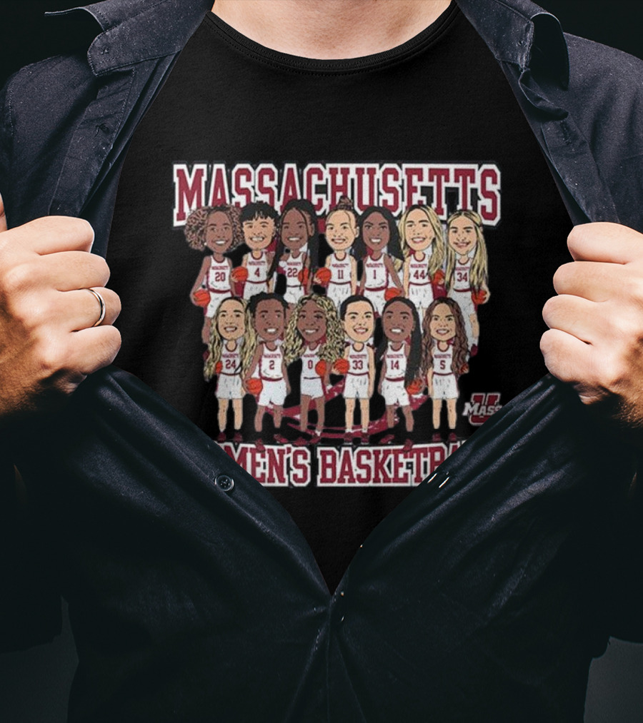 Massachusetts UMass Women's Basketball Team Caricature T-Shirt