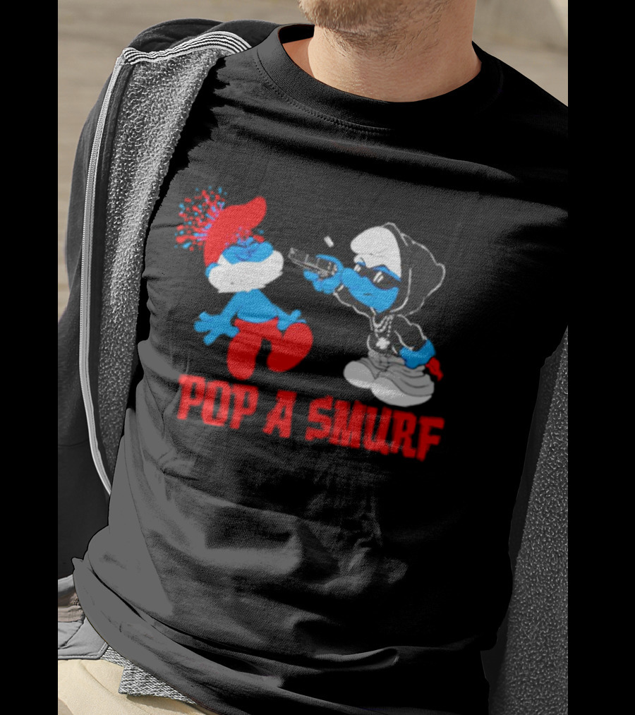 Pop A Smurf Gangster Smurf With Spray Can Urban T-Shirt