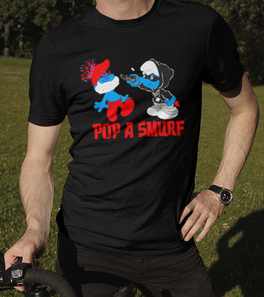 Pop A Smurf Gangster Smurf With Spray Can Urban T-Shirt