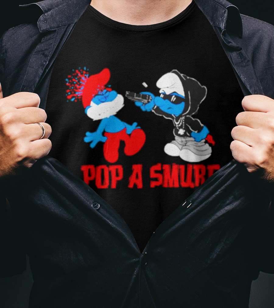 Pop A Smurf Gangster Smurf With Spray Can Urban T-Shirt
