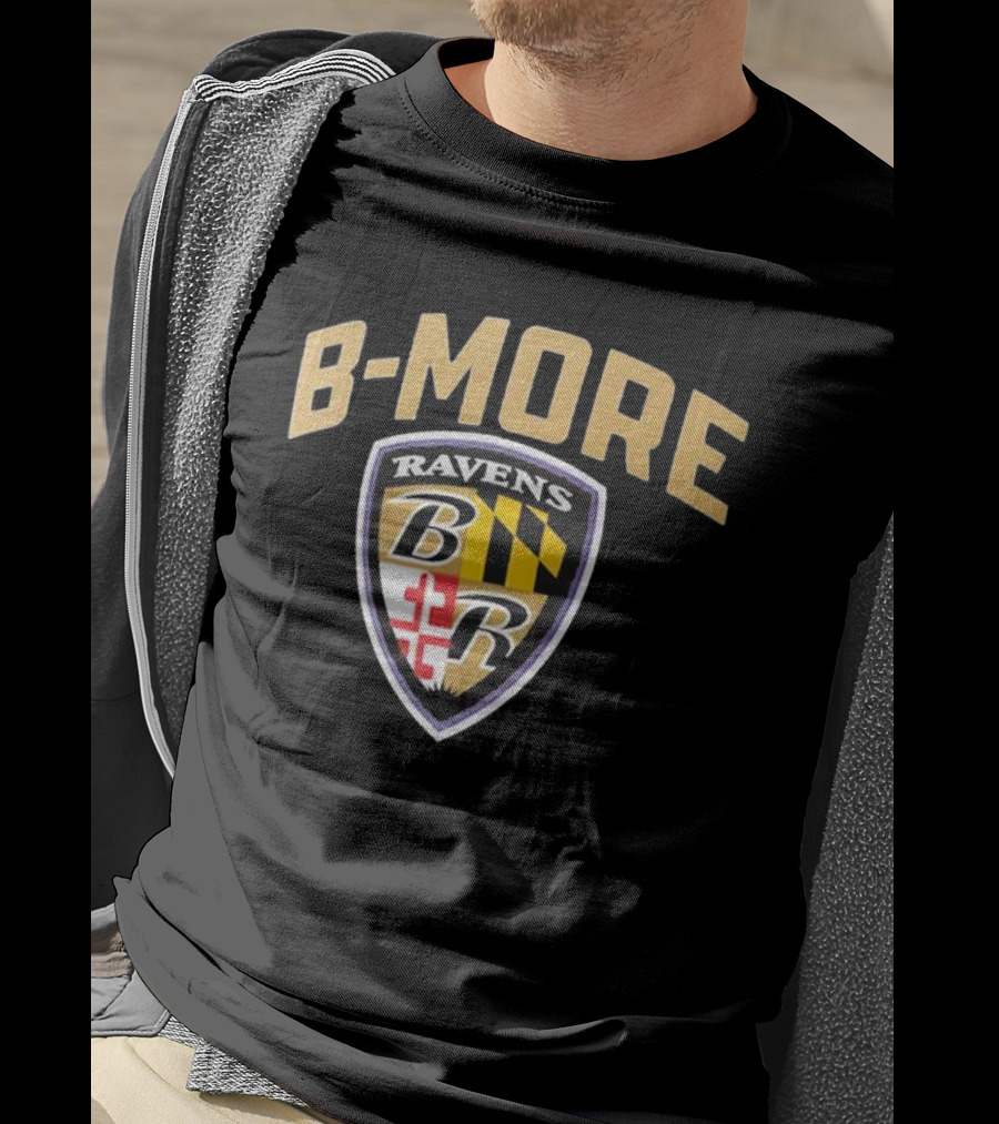 B-MORE Baltimore Ravens Logo Shield Ravens B R T-Shirt