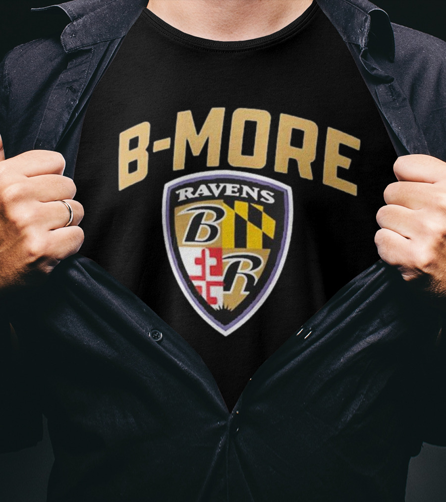 B-MORE Baltimore Ravens Logo Shield Ravens B R T-Shirt