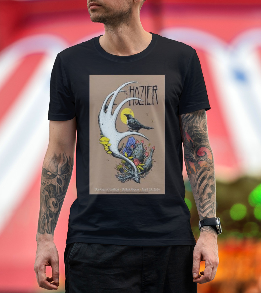 Hozier Dos Equis Pavilion Dallas Texas April 28 2024 Raven and Antler Cactus T-Shirt