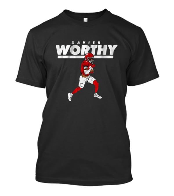 Xavier Worthy Football Illustration We’re Not Worthy T-Shirt
