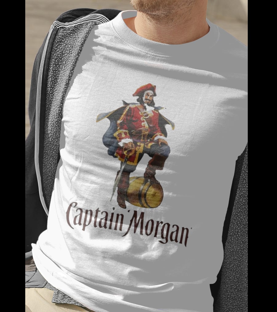 Captain Morgan Rum Pirate Standing On Barrel T-Shirt
